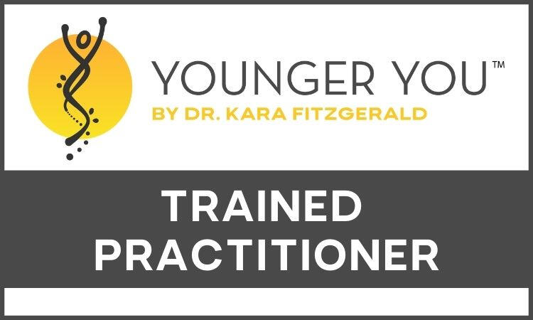 Younger You Trained Practitioner Badge Dr. Kara Fitzgerald Younger You TM Trained Practitioner Verification Badge Graphic